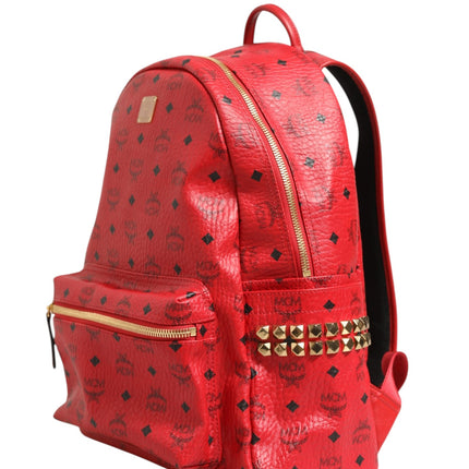 MCM Medium Stark Studded Visetos Backpack - Red
