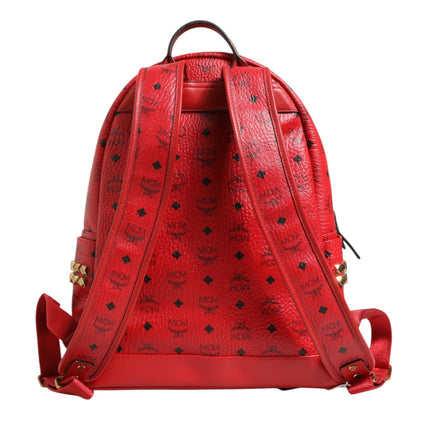 MCM Medium Stark Studded Visetos Backpack - Red