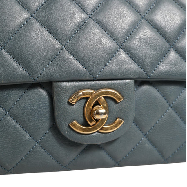 Chanel Blue Quilted Leather Crown Flap Shoulder Bag