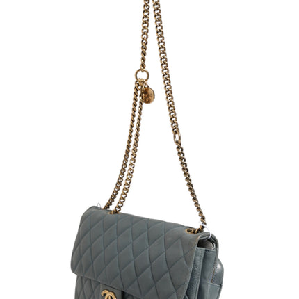 Chanel Blue Quilted Leather Crown Flap Shoulder Bag
