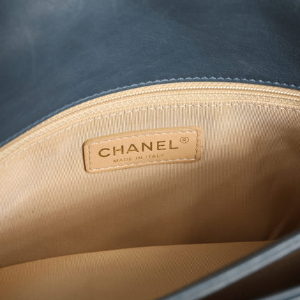 Chanel Blue Quilted Leather Crown Flap Shoulder Bag