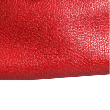 Gucci Red Leather Bamboo Daily Tote Crossbody Bag