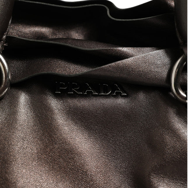 Prada Metallic Nappa Leather Ruffle Shoulder Bag