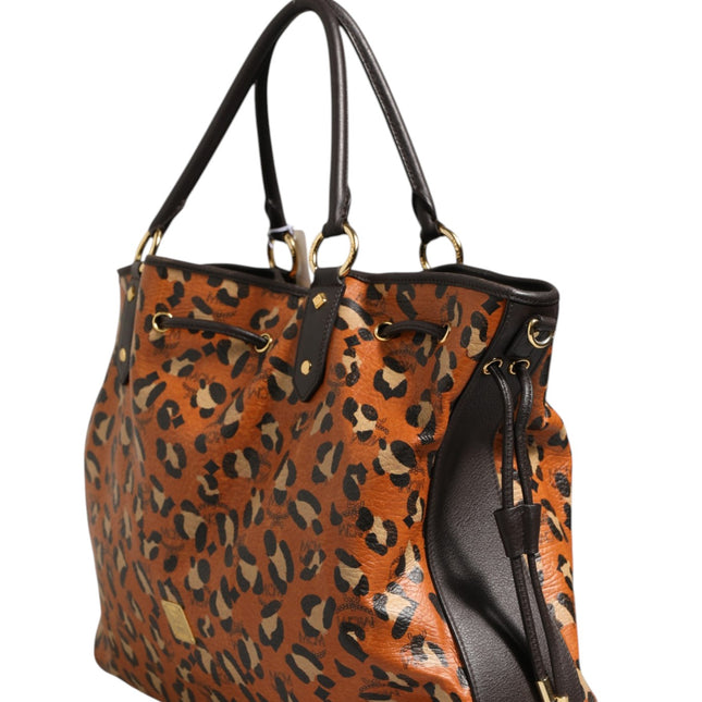 MCM Visetos Leopard Aren Medium Shopper Tote