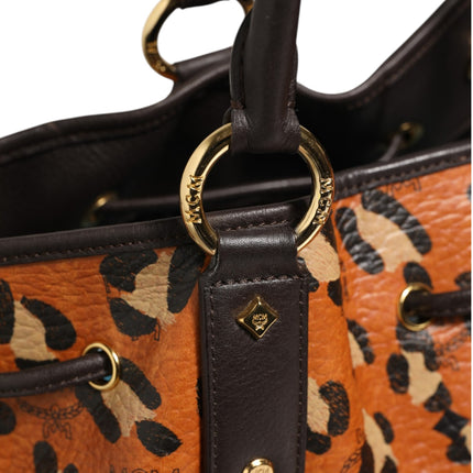 MCM Visetos Leopard Aren Medium Shopper Tote