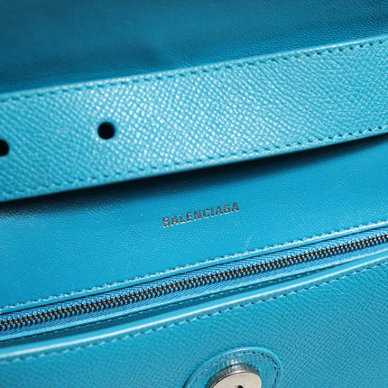 Balenciaga Calfskin S Downtown Blue Shoulder Bag