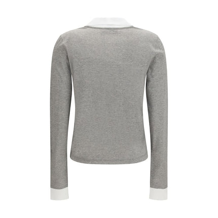 Miu Miu Gray Cotton Long Sleeve T-Shirt