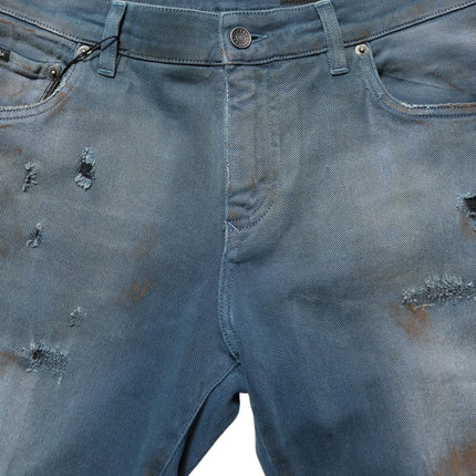 Dolce & Gabbana Blue Distressed Mid Waist Skinny Denim Jeans