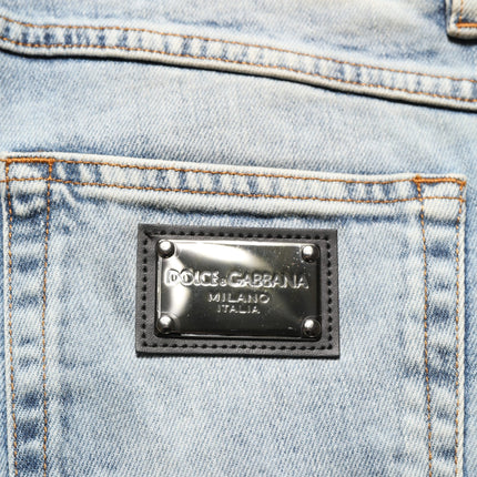 Dolce & Gabbana Blue Washed Mid Waist Straight Men Denim Jeans