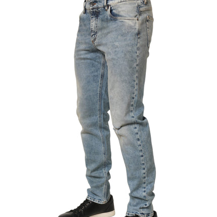 Dolce & Gabbana Blue Washed Mid Waist Straight Men Denim Jeans