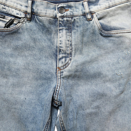 Dolce & Gabbana Blue Washed Mid Waist Straight Men Denim Jeans
