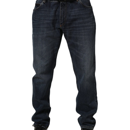 Dolce & Gabbana Dark Blue Washed MidWaist Straight Denim Jeans