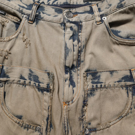 Dolce & Gabbana Beige Bleached Deconstructed Men Denim Jeans