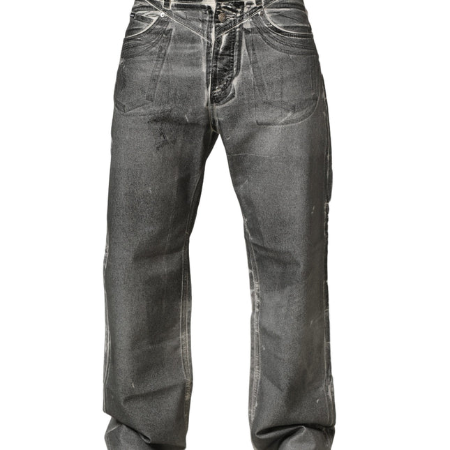 Dolce & Gabbana Grey Washed Mid Waist Straight Denim Jeans