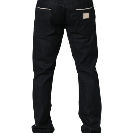 Dolce & Gabbana Black Cotton Mid Waist Classic Men Denim Jeans