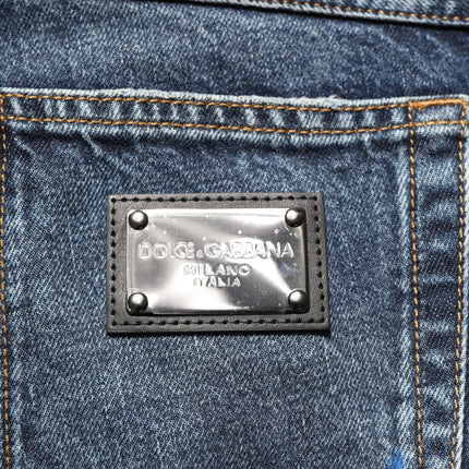 Dolce & Gabbana Dark Blue Washed Mid Waist Straight Men Denim Jeans