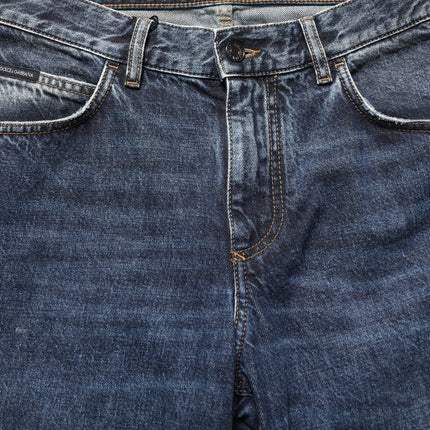 Dolce & Gabbana Dark Blue Washed Mid Waist Straight Men Denim Jeans