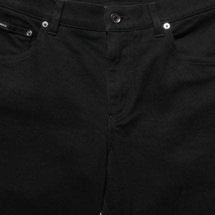 Dolce & Gabbana Black Heraldic Embroidered Skinny Denim Jeans