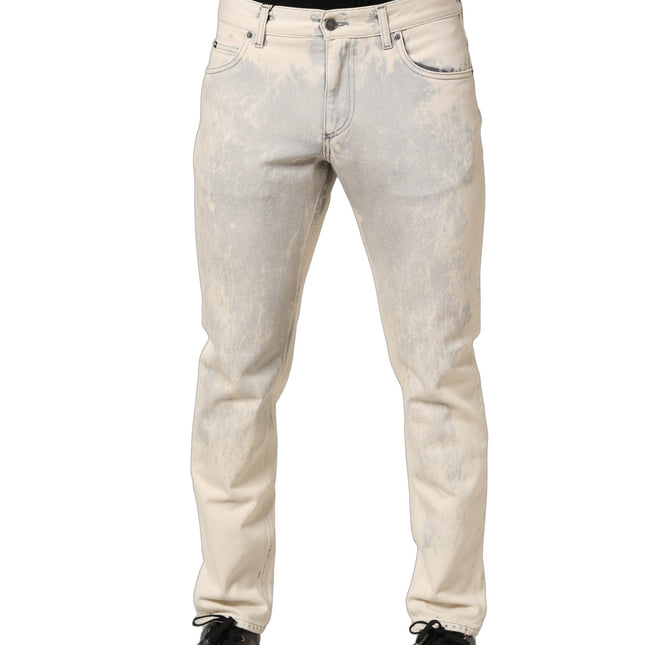 Dolce & Gabbana Beige Tie Dye Cotton Straight Men Denim Jeans
