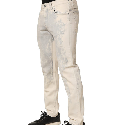 Dolce & Gabbana Beige Tie Dye Cotton Straight Men Denim Jeans
