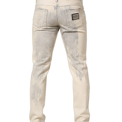 Dolce & Gabbana Beige Tie Dye Cotton Straight Men Denim Jeans