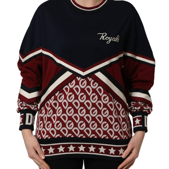 Dolce & Gabbana Blue Red Paneled 'Royals' Patch Sweatshirt Sweater