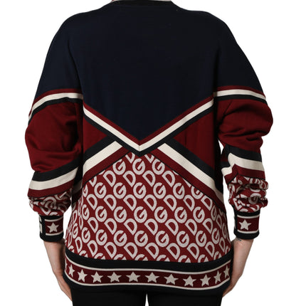 Dolce & Gabbana Blue Red Paneled 'Royals' Patch Sweatshirt Sweater