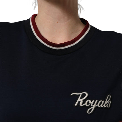 Dolce & Gabbana Blue Red Paneled 'Royals' Patch Sweatshirt Sweater