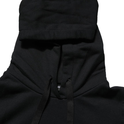 Dolce & Gabbana BlackWhite Appliqué Hooded Sweatshirt Sweater
