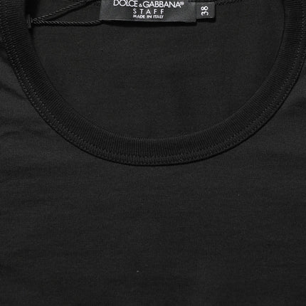 Dolce & Gabbana Black Cotton Round Neck Short Sleeve T-shirt