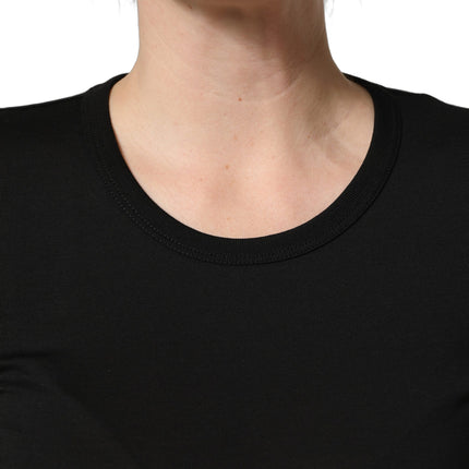 Dolce & Gabbana Black Cotton Round Neck Short Sleeve T-shirt