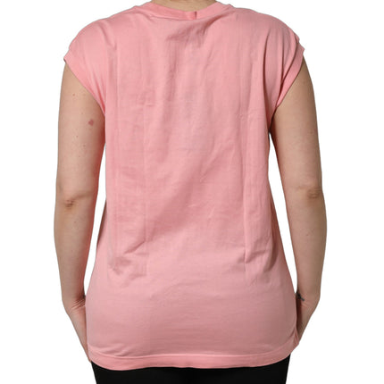 Dolce & Gabbana Pink Cotton DG Logo Round Neck Tank T-shirt