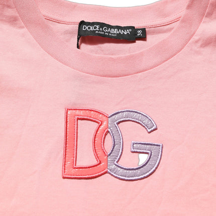 Dolce & Gabbana Pink Cotton DG Logo Round Neck Tank T-shirt