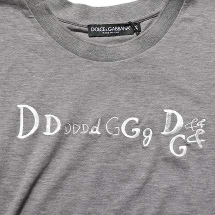Dolce & Gabbana Gray Logo Embroidery Short Sleeve T-shirt