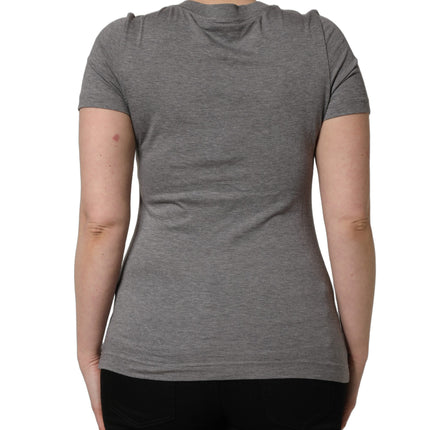 Dolce & Gabbana Gray Logo Embroidery Short Sleeve T-shirt
