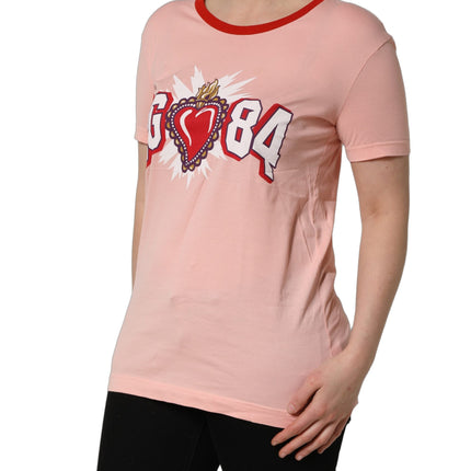 Dolce & Gabbana Pink Graphic Print Cotton Crew Neck T-shirt