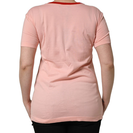 Dolce & Gabbana Pink Graphic Print Cotton Crew Neck T-shirt
