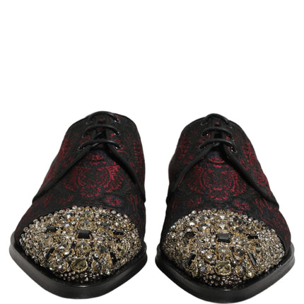 Dolce & Gabbana Black Red Embellished Derby Dress Formal Shoes