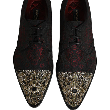 Dolce & Gabbana Black Red Embellished Derby Dress Formal Shoes