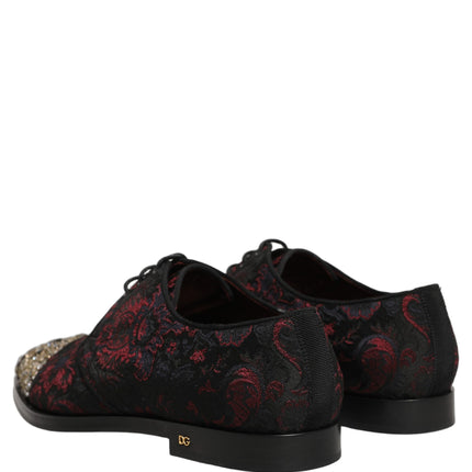 Dolce & Gabbana Black Red Embellished Derby Dress Formal Shoes