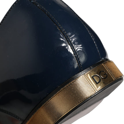 Dolce & Gabbana Blue Embellished Men Derby Dress Formal Shoes