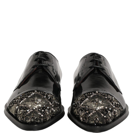 Dolce & Gabbana Black Embellished Men Derby Dress Formal Shoes