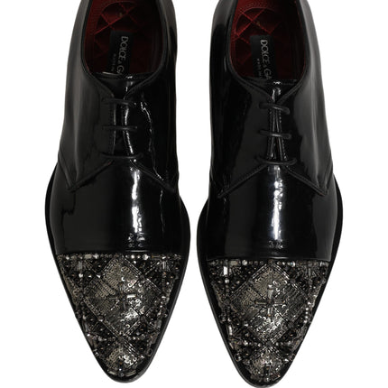 Dolce & Gabbana Black Embellished Men Derby Dress Formal Shoes