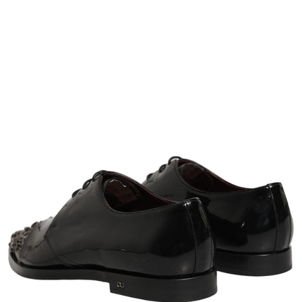 Dolce & Gabbana Black Embellished Men Derby Dress Formal Shoes