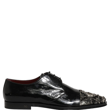 Dolce & Gabbana Black Embellished Men Derby Dress Formal Shoes