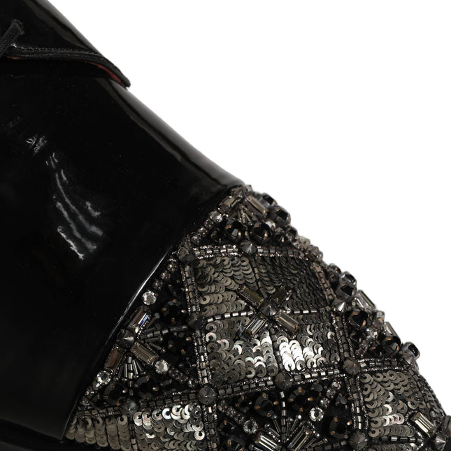 Dolce & Gabbana Black Embellished Derby Dress Formal Shoes