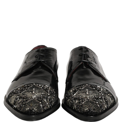 Dolce & Gabbana Black Embellished Derby Dress Formal Shoes