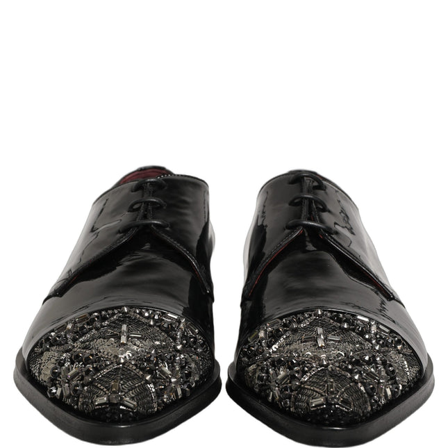 Dolce & Gabbana Black Embellished Derby Dress Formal Shoes