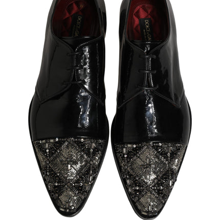 Dolce & Gabbana Black Embellished Derby Dress Formal Shoes