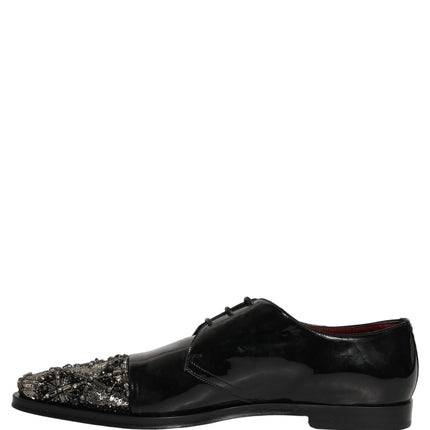 Dolce & Gabbana Black Embellished Derby Dress Formal Shoes
